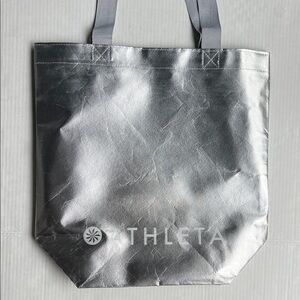 Athleta Metallic Silver Tote Bag